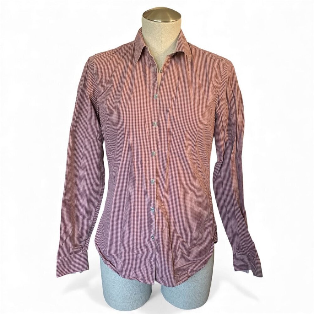 Timberland Women’s Slim Fit Button-Up Shirt – Red Check – Size 4 Stretch Cotton